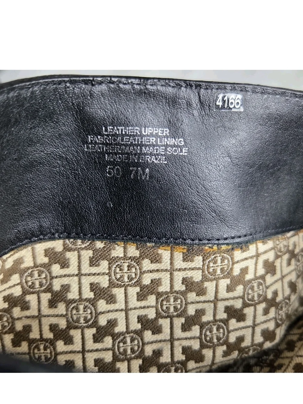 Tory Burch Corey Mid Calf Boots Womens 7 M Leather Black Logo Riding Equestrian